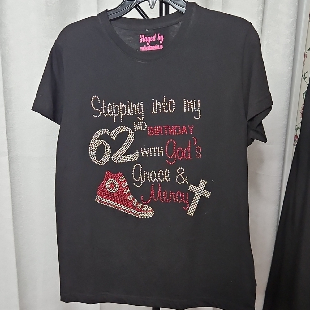 62nd Birthday Rhinestone Tee Shirt